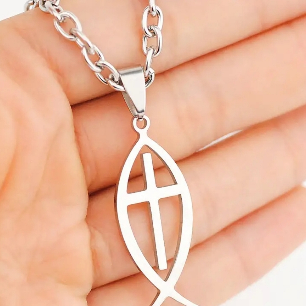 Cross Fish Pendant necklace